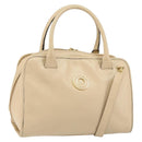 CELINE Circle Hand Bag Leather 2way Beige Gold Auth 148905-1