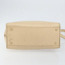 CELINE Circle Hand Bag Leather 2way Beige Gold Auth 148905-5