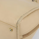 CELINE Circle Hand Bag Leather 2way Beige Gold Auth 148905-9