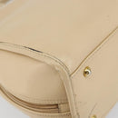 CELINE Circle Hand Bag Leather 2way Beige Gold Auth 148905-16