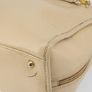 CELINE Circle Hand Bag Leather 2way Beige Gold Auth 148905-17