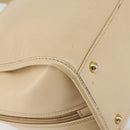 CELINE Circle Hand Bag Leather 2way Beige Gold Auth 148905-18