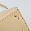 CELINE Circle Hand Bag Leather 2way Beige Gold Auth 148905-10