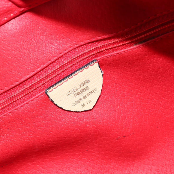 CELINE Circle Hand Bag Leather 2way Beige Gold Auth 148905