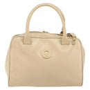 CELINE Circle Hand Bag Leather 2way Beige Gold Auth 148905-13