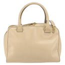 CELINE Circle Hand Bag Leather 2way Beige Gold Auth 148905-2
