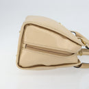 CELINE Circle Hand Bag Leather 2way Beige Gold Auth 148905-3