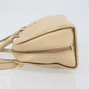 CELINE Circle Hand Bag Leather 2way Beige Gold Auth 148905-4