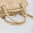 CELINE Circle Hand Bag Leather 2way Beige Gold Auth 148905-7