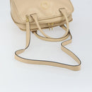 CELINE Circle Hand Bag Leather 2way Beige Gold Auth 148905-8
