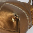 LOEWE Anagram Justa Hand Bag Leather Bronze Gold Auth 148910-9