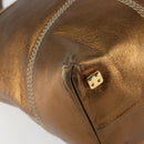 LOEWE Anagram Justa Hand Bag Leather Bronze Gold Auth 148910-14