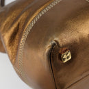 LOEWE Anagram Justa Hand Bag Leather Bronze Gold Auth 148910-16