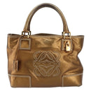 LOEWE Anagram Justa Hand Bag Leather Bronze Gold Auth 148910-13