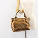 LOEWE Anagram Justa Hand Bag Leather Bronze Gold Auth 148910-23