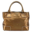 LOEWE Anagram Justa Hand Bag Leather Bronze Gold Auth 148910-2