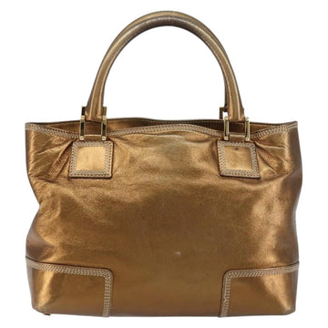 LOEWE Anagram Justa Hand Bag Leather Bronze Gold Auth 148910 - 0
