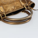 LOEWE Anagram Justa Hand Bag Leather Bronze Gold Auth 148910-7