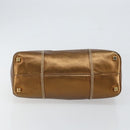 LOEWE Anagram Justa Hand Bag Leather Bronze Gold Auth 148910-5