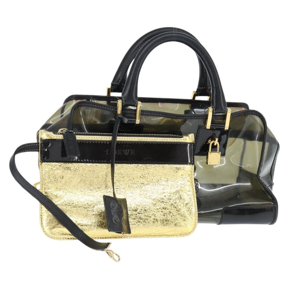 LOEWE Anagram Americana 28 Hand Bag Vinyl Black Auth 148911