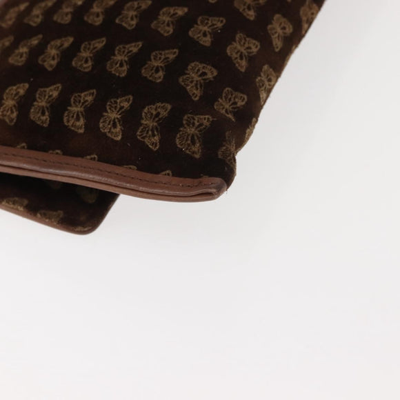 BOTTEGA VENETA Clutch Bag Suede Brown Gold Auth 148912