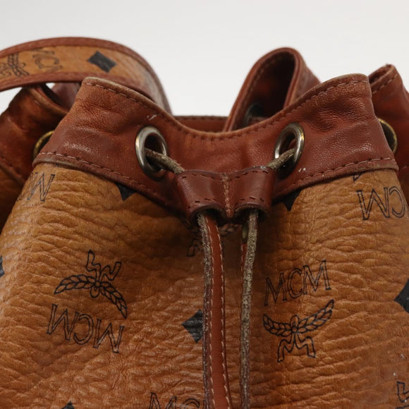 MCM Logogram Vicetos Shoulder Bag PVC Leather Brown Gold Auth 148914