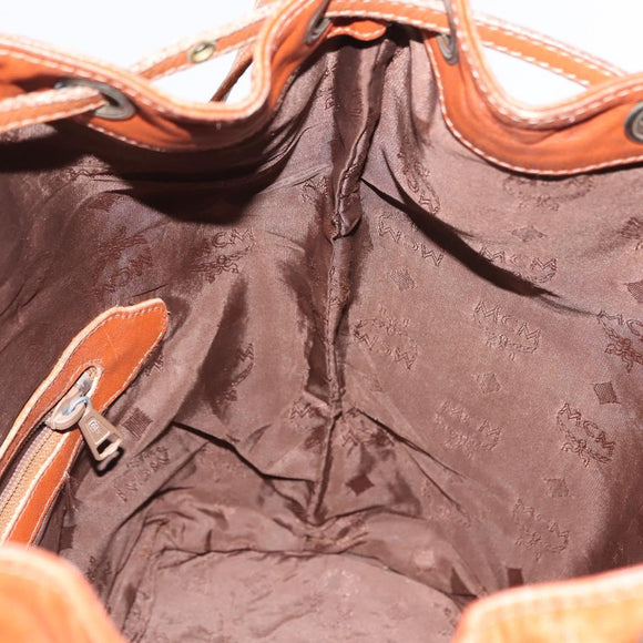 MCM Logogram Vicetos Shoulder Bag PVC Leather Brown Gold Auth 148914