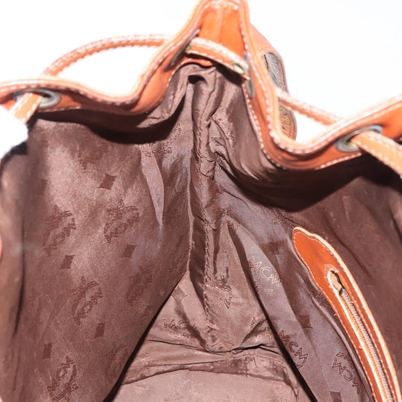 MCM Logogram Vicetos Shoulder Bag PVC Leather Brown Gold Auth 148914