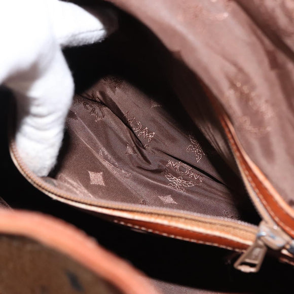 MCM Logogram Vicetos Shoulder Bag PVC Leather Brown Gold Auth 148914