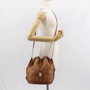 MCM Logogram Vicetos Shoulder Bag PVC Leather Brown Gold Auth 148914-22