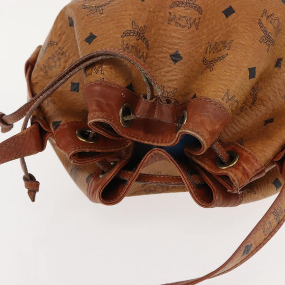 MCM Logogram Vicetos Shoulder Bag PVC Leather Brown Gold Auth 148914