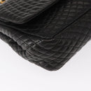 BALLY Chain Shoulder Bag Leather Black Gold Auth 148916-14