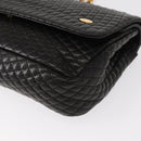 BALLY Chain Shoulder Bag Leather Black Gold Auth 148916-15