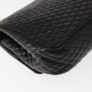 BALLY Chain Shoulder Bag Leather Black Gold Auth 148916-12