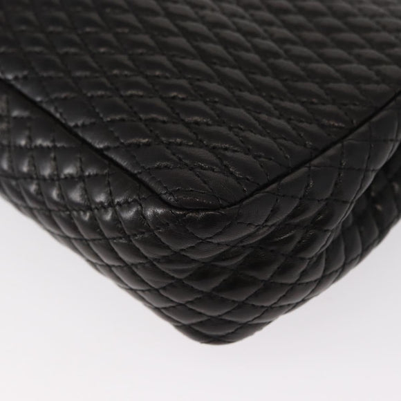 BALLY Chain Shoulder Bag Leather Black Gold Auth 148916