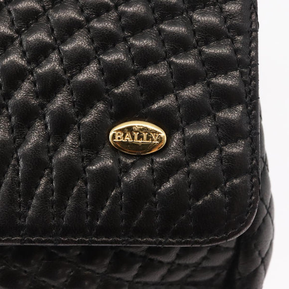 BALLY Chain Shoulder Bag Leather Black Gold Auth 148916
