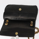 BALLY Chain Shoulder Bag Leather Black Gold Auth 148916-9