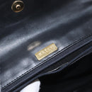 BALLY Chain Shoulder Bag Leather Black Gold Auth 148916-19