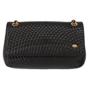 BALLY Chain Shoulder Bag Leather Black Gold Auth 148916-2
