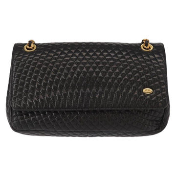 BALLY Chain Shoulder Bag Leather Black Gold Auth 148916 - 0