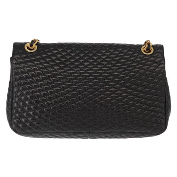 BALLY Chain Shoulder Bag Leather Black Gold Auth 148916 - 0