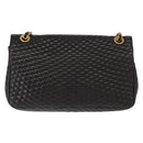 BALLY Chain Shoulder Bag Leather Black Gold Auth 148916-2