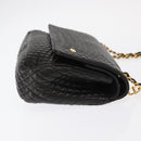 BALLY Chain Shoulder Bag Leather Black Gold Auth 148916-4