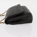 BALLY Chain Shoulder Bag Leather Black Gold Auth 148916-5