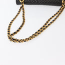 BALLY Chain Shoulder Bag Leather Black Gold Auth 148916-7