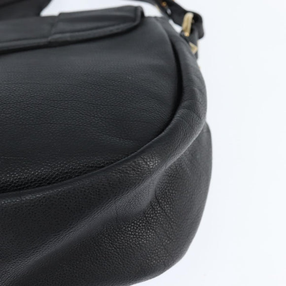 Chloe Elsie Shoulder Bag Leather Black Gold Auth 148917