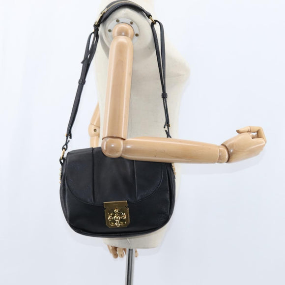 Chloe Elsie Shoulder Bag Leather Black Gold Auth 148917