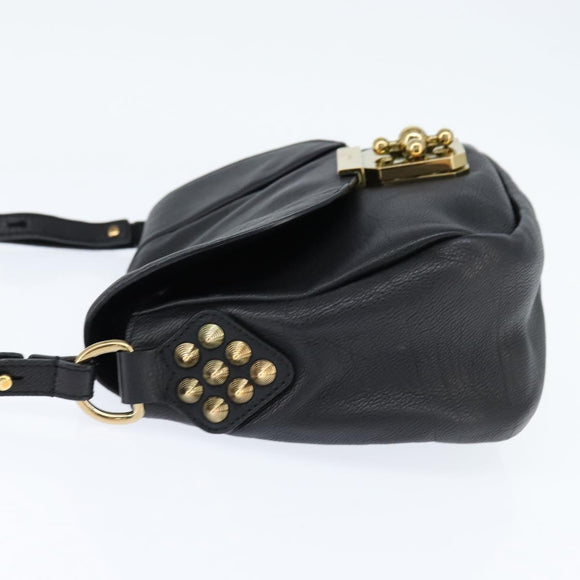 Chloe Elsie Shoulder Bag Leather Black Gold Auth 148917