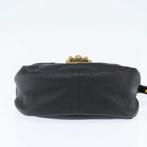 Chloe Elsie Shoulder Bag Leather Black Gold Auth 148917