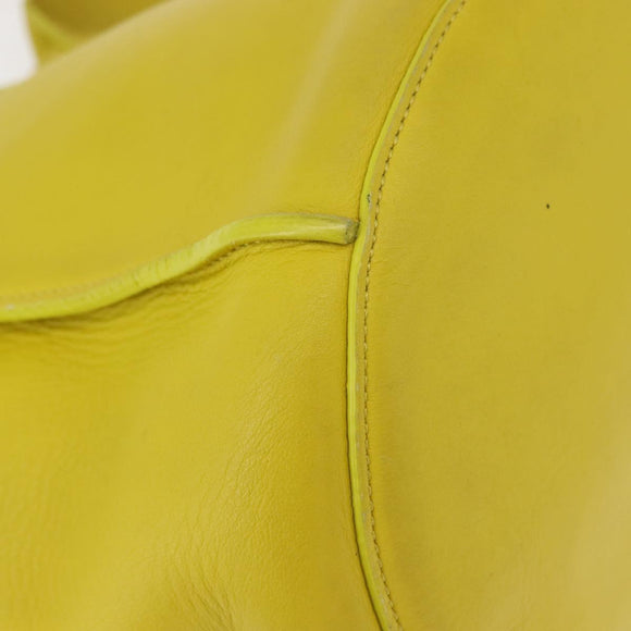 CELINE Big bag Bucket Shoulder Bag Leather Yellow Silver Auth 148918